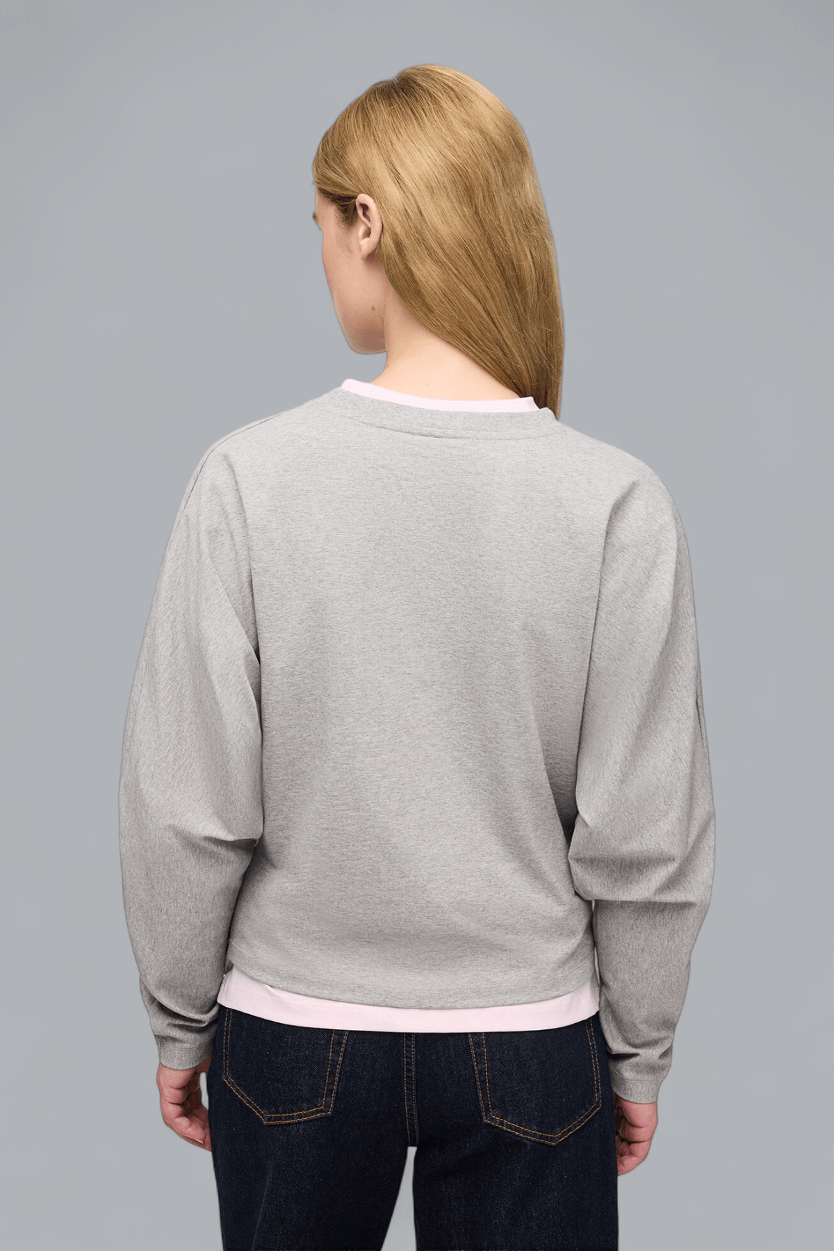 HEAVY STRETCH COTTON DRAPED LONG SLEEVE T-SHIRT