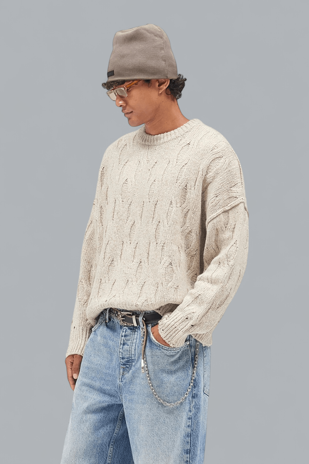 DISTRESSED KNIT CREWNECK