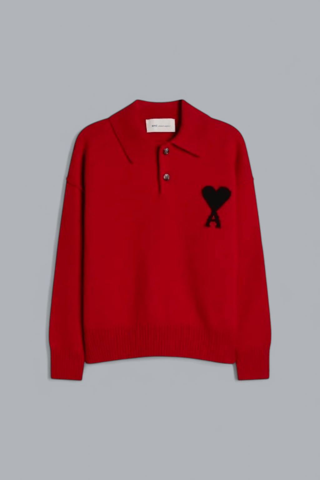 FELTED MERINO WOOL AMI DE COEUR POLO SHIRT