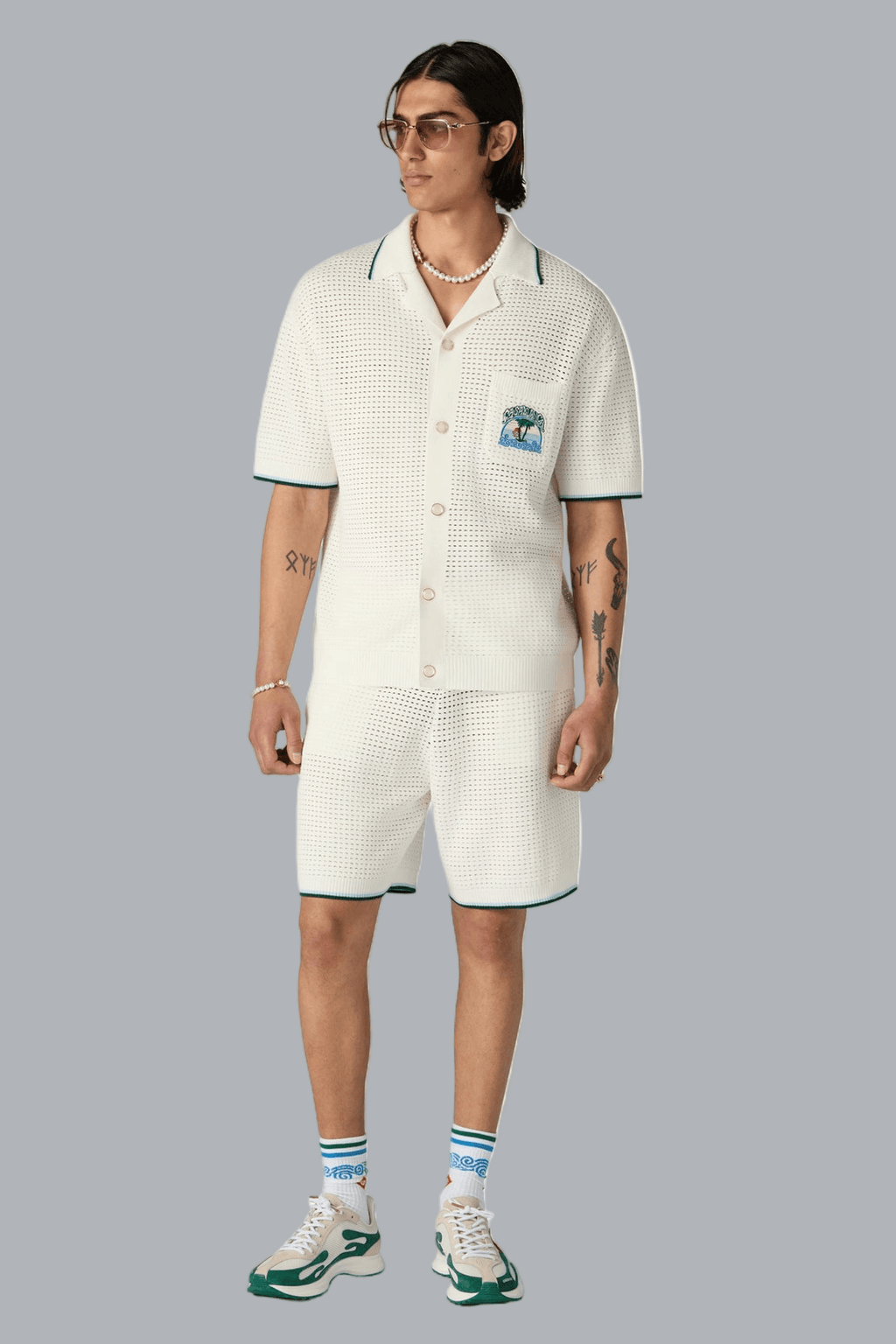 PALM TREE EMBLEM CROCHET SHORTS