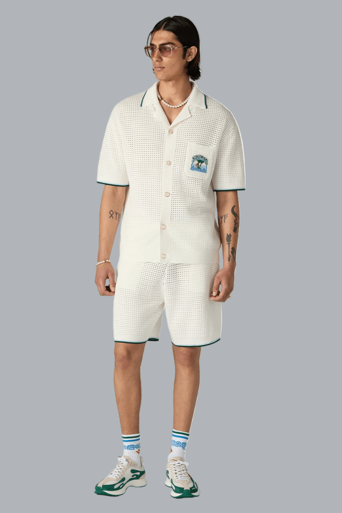 PALM TREE EMBLEM CROCHET SHORTS