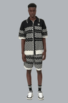 CHECKERED MESH SHIRT BLACK