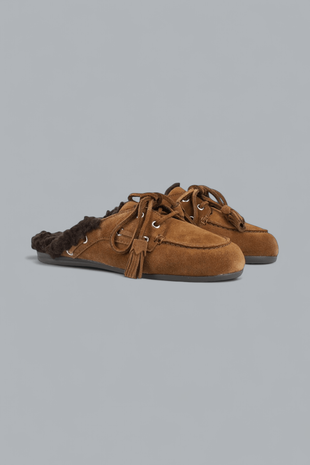 BOAT LOAFERS MULE FUR BEADS
