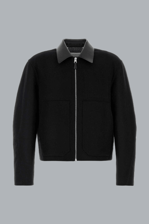 LEATHER COLLAR BOMBER JACKET