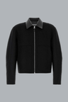 LEATHER COLLAR BOMBER JACKET