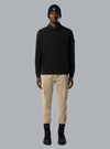 VANISÉ BRUSHED HEAVY COTTON JERSEY LS POLO BLACK