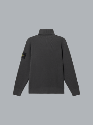 FULL RIB RWS WOOL T-NECK MELANGE DARK GREY