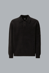 COTTON CHENILLE POLO LENS SWEATER NAVY