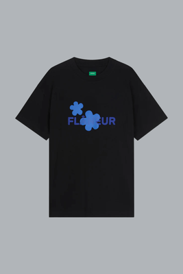 Organic Flower T-Shirt BLACK/BLUE