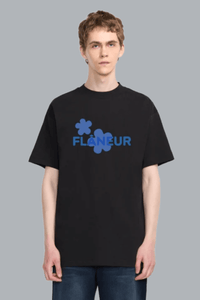 Organic Flower T-Shirt BLACK/BLUE