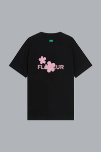 Organic Flower T-Shirt BLACK/PINK