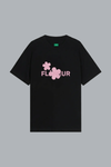 Organic Flower T-Shirt BLACK/PINK
