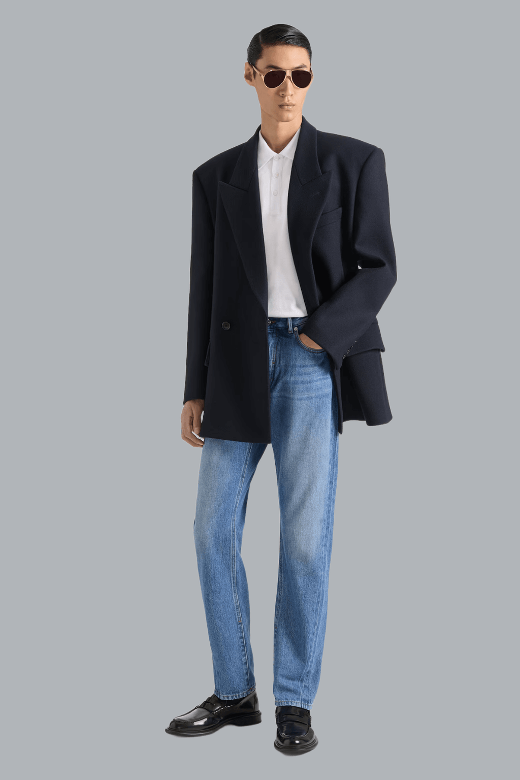 STRAIGHT COUTURE SEAM DENIM BLUE