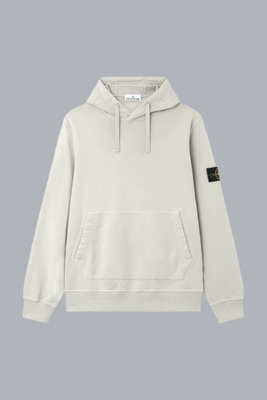 ORGANIC COTTON FLEECE HOODIE SWEATER PEARL GREY
