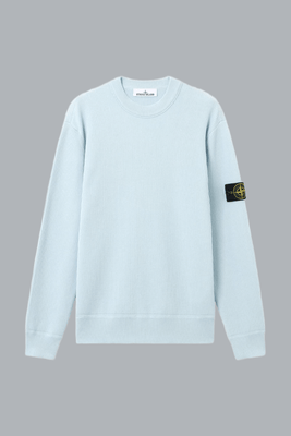 RIBBED SOFT ORGANIC COTTON CREW NECK SKY BLUE
