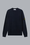 RIBBED SOFT ORGANIC COTTON CREW NECK NAVY BLUE