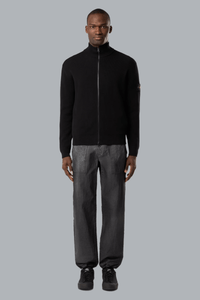 RIBBED SOFT ORGANIC COTTON CARDIGAN BLACK