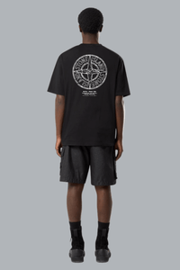 STONE' PRINT ORGANIC COTTON JERSEY T-SHIRT BLACK