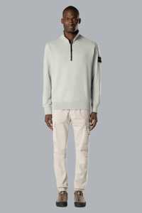 ORGANIC COTTON FLEECE ZIP UP SWEATER SAGE