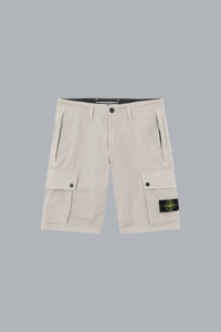 STRETCH ORGANIC COTTON TWILL SHORTS PEARL GREY