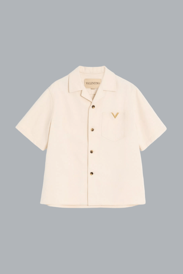 DENIM OVERSHIRT VLOGO WHITE