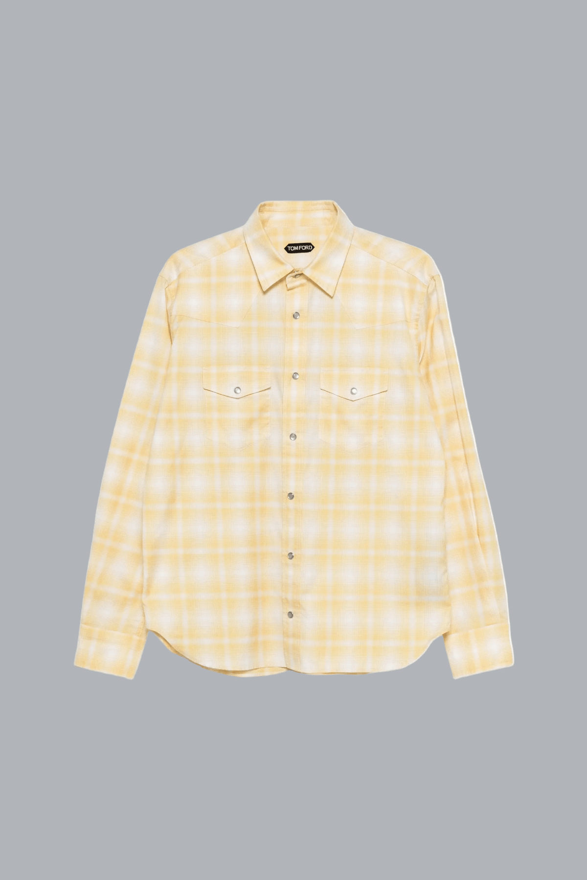 licht vintage geruit slim fit western overhemd geel