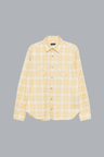 licht vintage geruit slim fit western overhemd geel