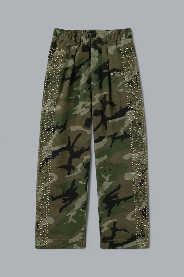 STUD PLEATED TROUSERS