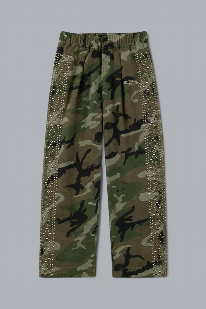 STUD PLEATED TROUSERS