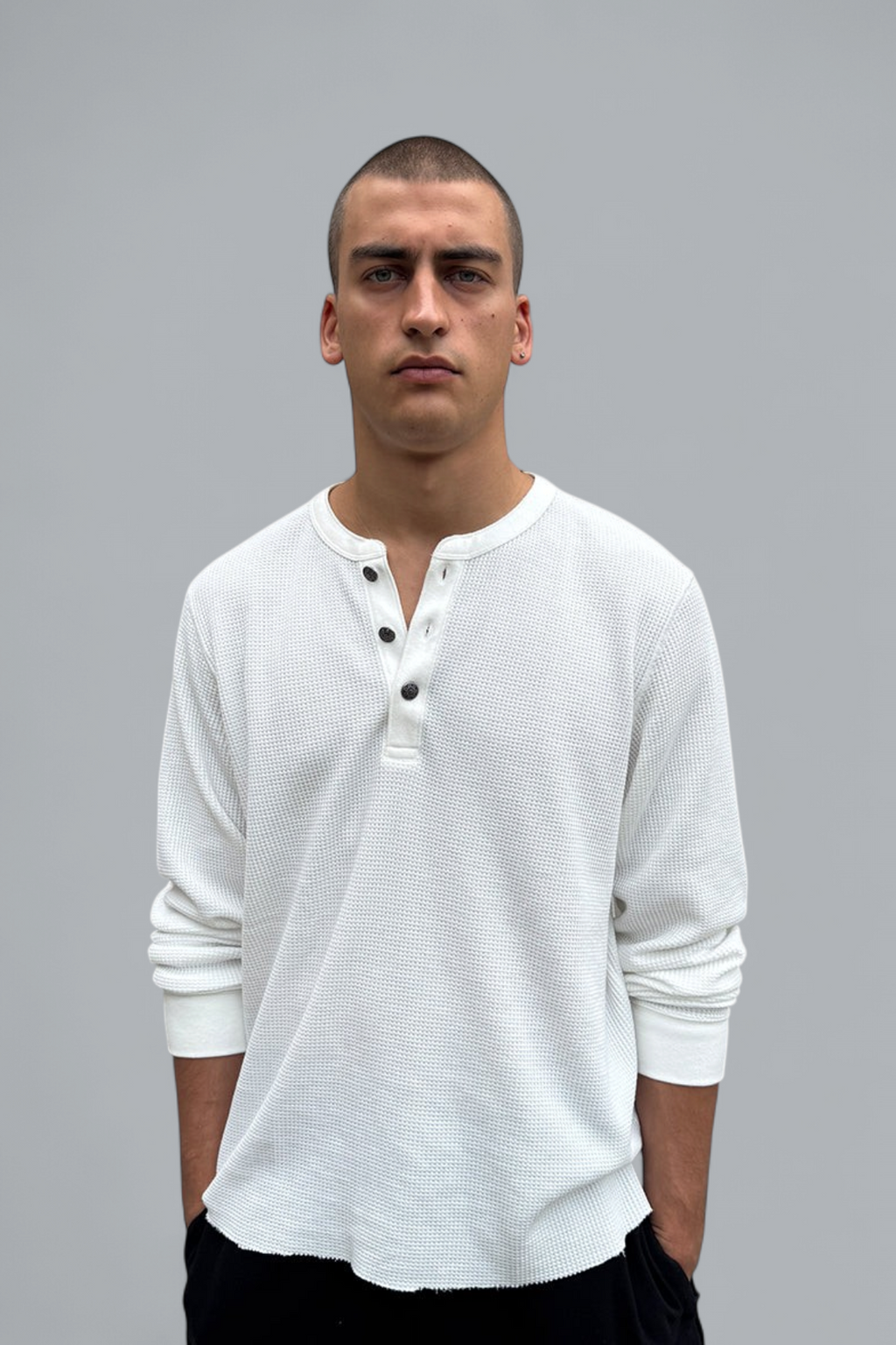 WAFFLE KNIT HENLEY