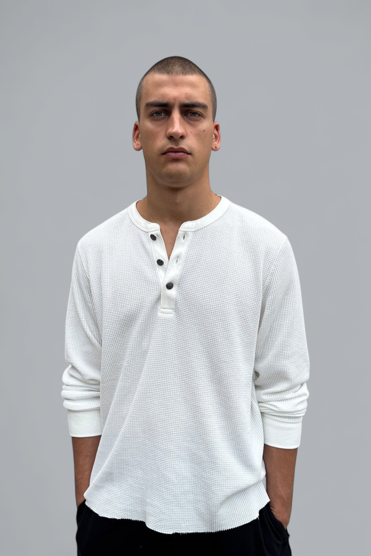 WAFFLE KNIT HENLEY
