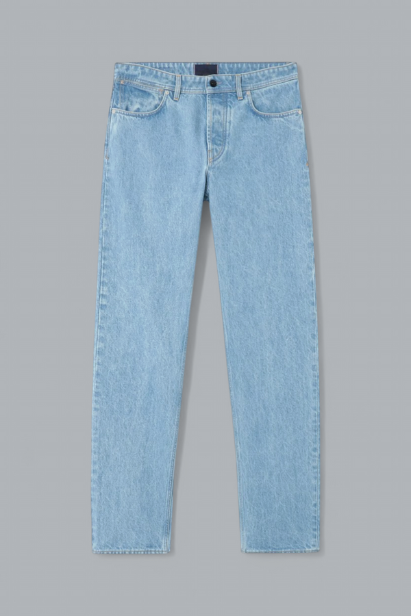 INDIGO DENIM LIGHT WASH STRAIGHT FIT JEANS