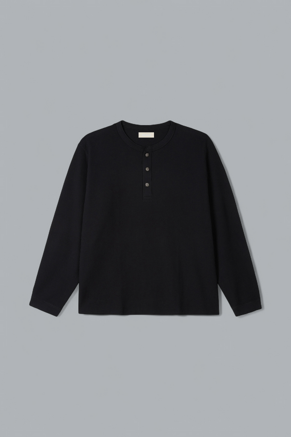 WAFFLE KNIT HENLEY
